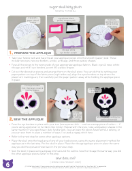 Sugar Skull Kitty Plush Sewing Pattern Templates, Page 6