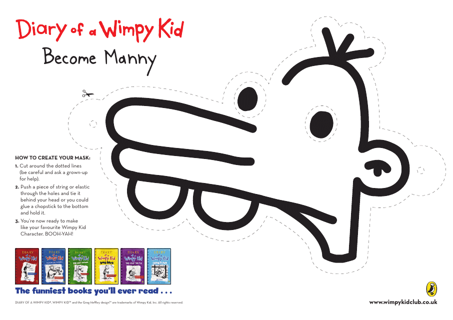 Manny Mask Template - Diary of a Wimpy Kid