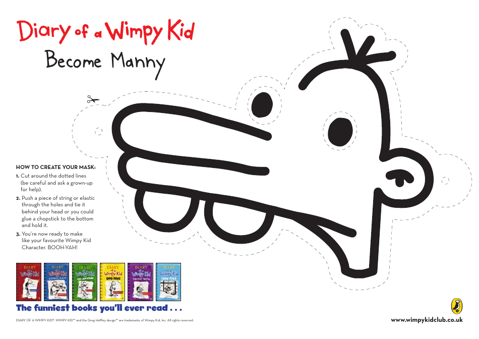 Manny Mask Template - Diary of a Wimpy Kid, Page 1