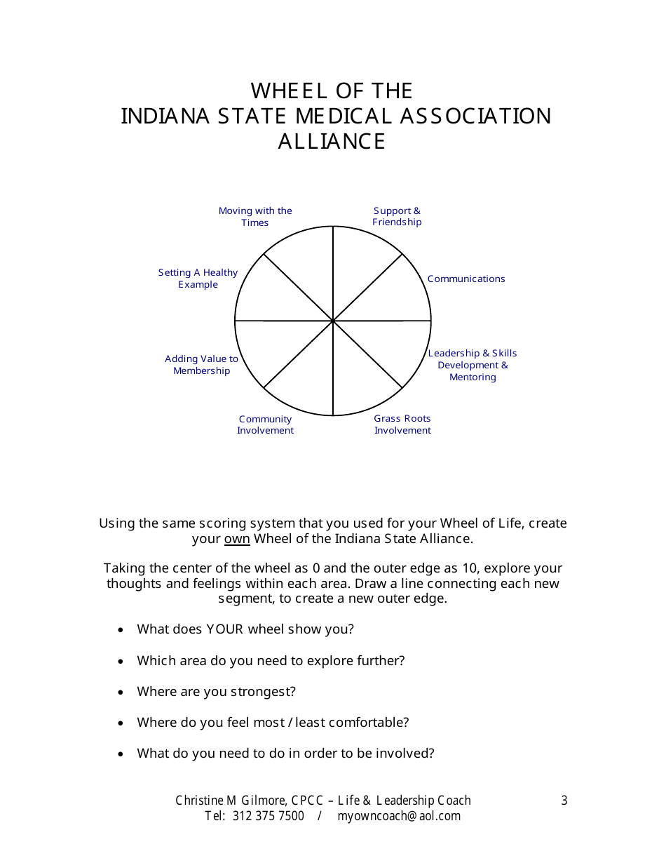 Wheel of Life Worksheet Template, Page 3