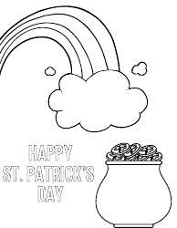Document preview: Happy St. Patrick's Day Rainbow Pot Gold Coloring Page