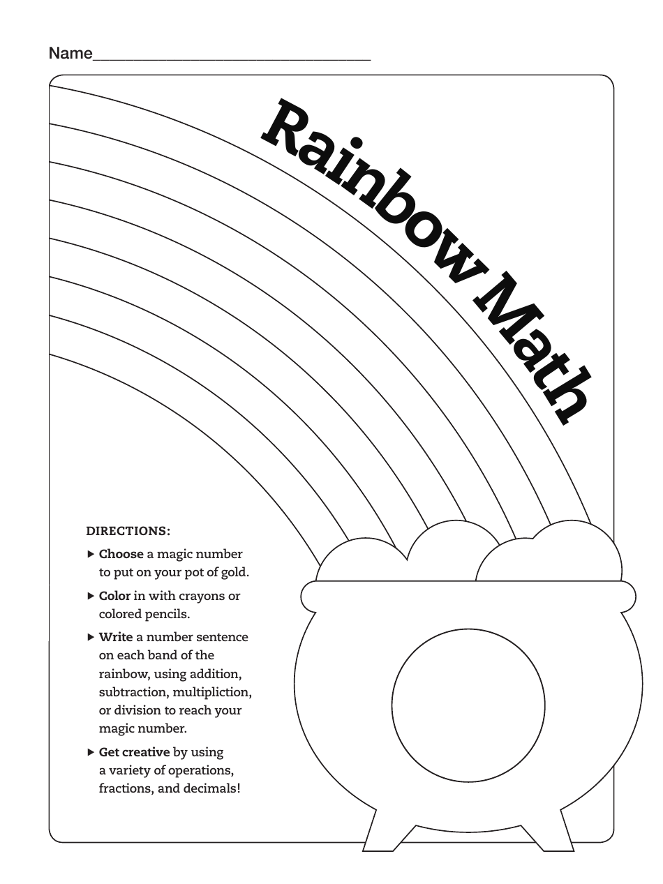 Rainbow Math Sheet Template, Page 1
