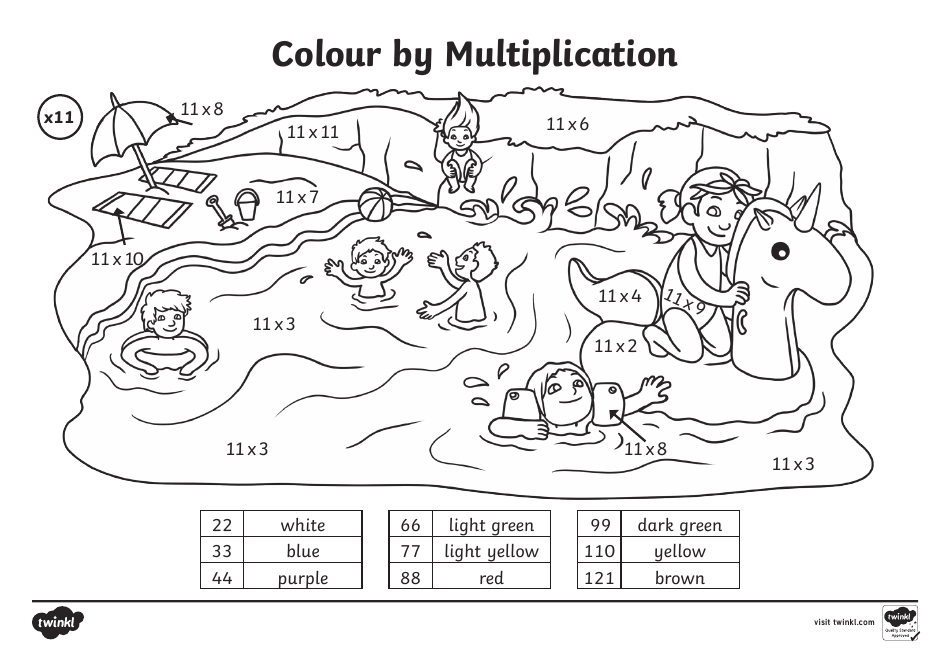 Colour by Multiplication Coloring Book, Page 11