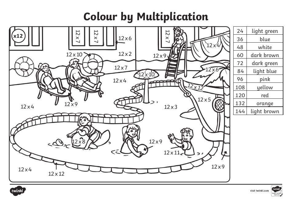 Colour by Multiplication Coloring Book, Page 12