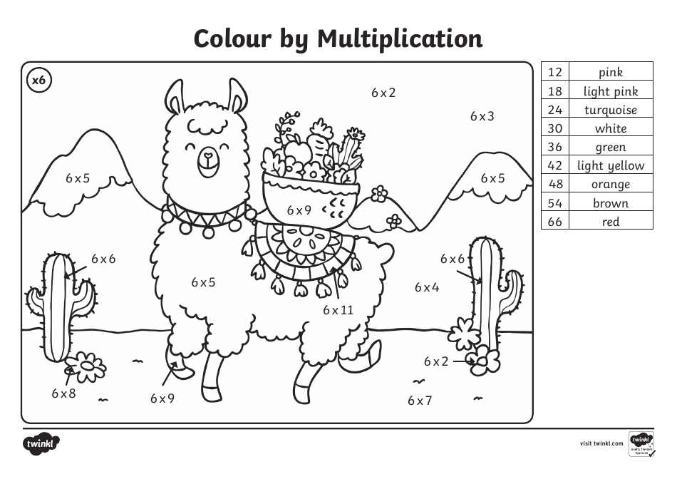 Colour by Multiplication Coloring Book, Page 6