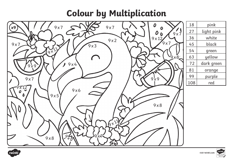 Colour by Multiplication Coloring Book, Page 9