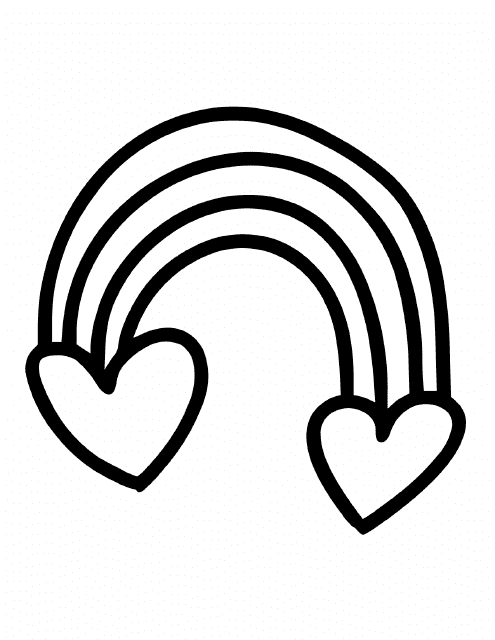 Hearts Rainbow Coloring Page Download Pdf