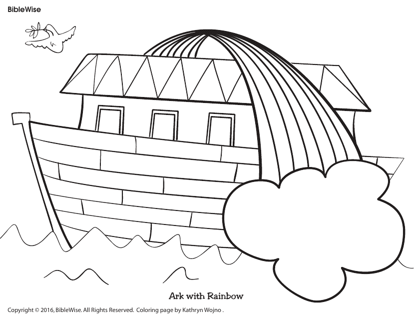 Ark With Rainbow Coloring Page Download Pdf