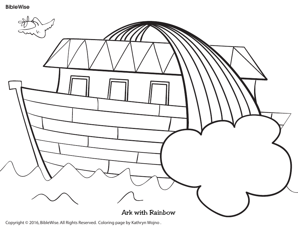 Ark With Rainbow Coloring Page, Page 1