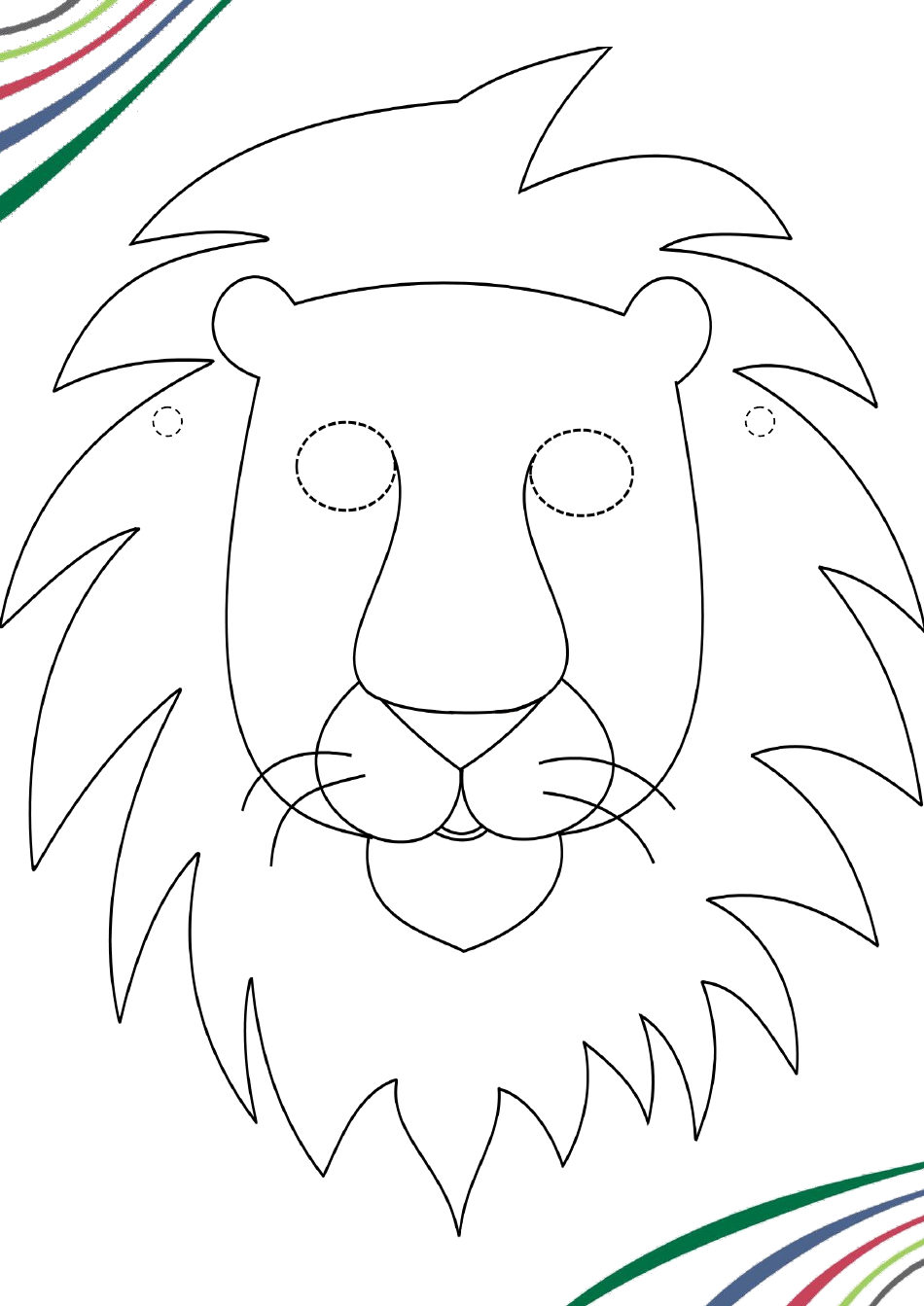 Lion Mask Coloring Template, Page 1