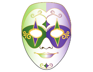 Mardi Gras Full Face Kids Mask Template, Page 2