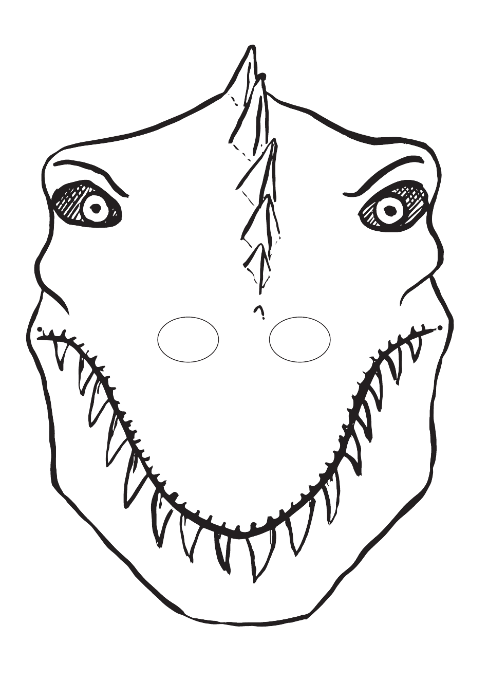 T-Rex Mask Coloring Template, Page 1