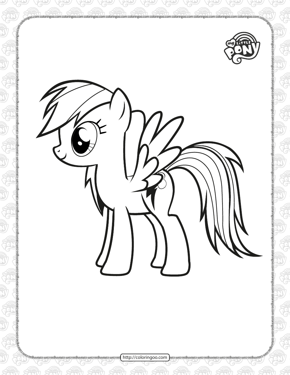 Rainbow Dash Coloring Page Little Pony Download Printable PDF