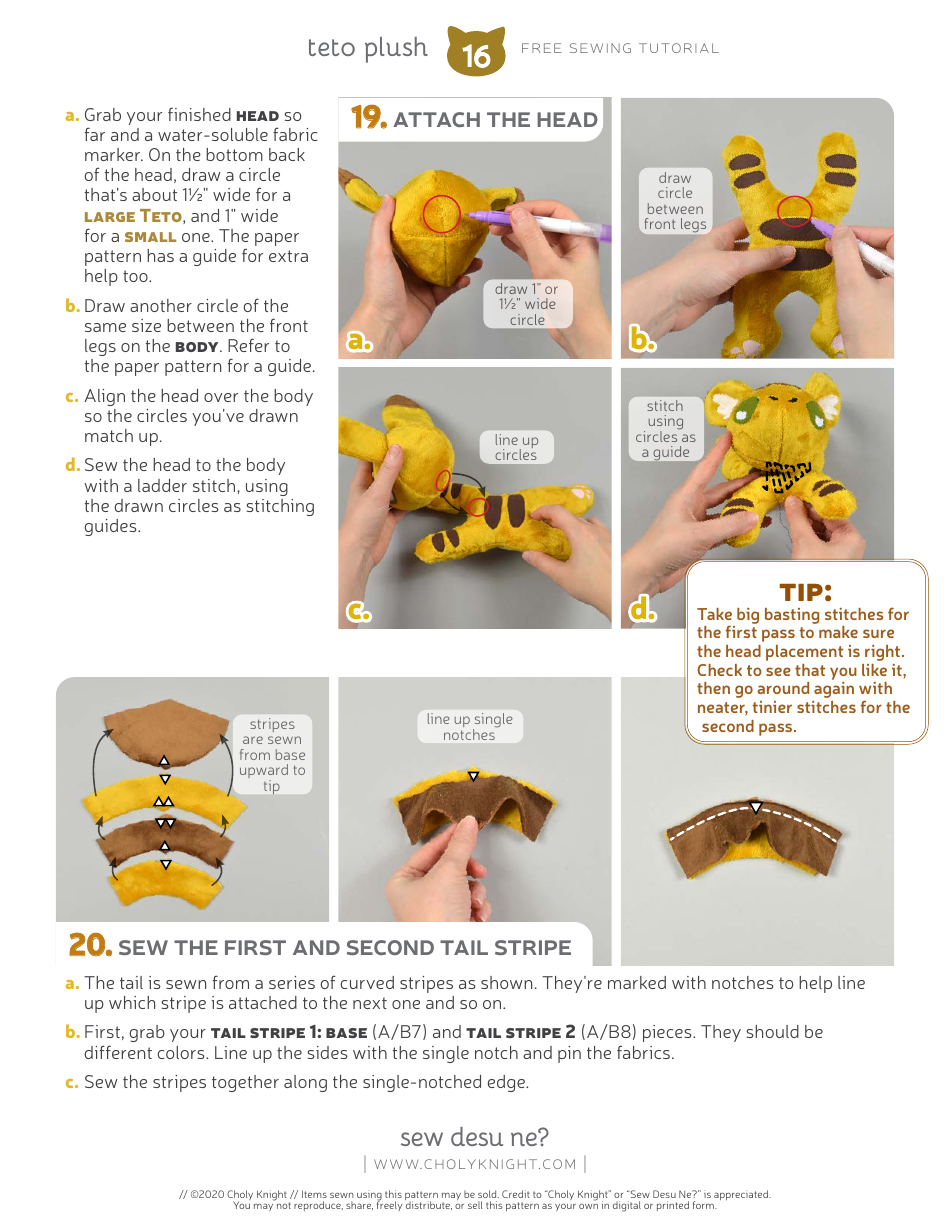 Teto Plush Sewing Pattern Template, Page 16