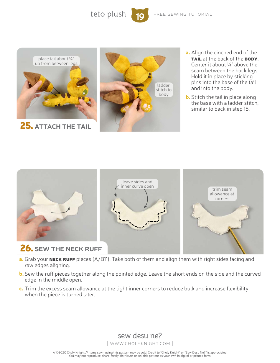 Teto Plush Sewing Pattern Template, Page 19
