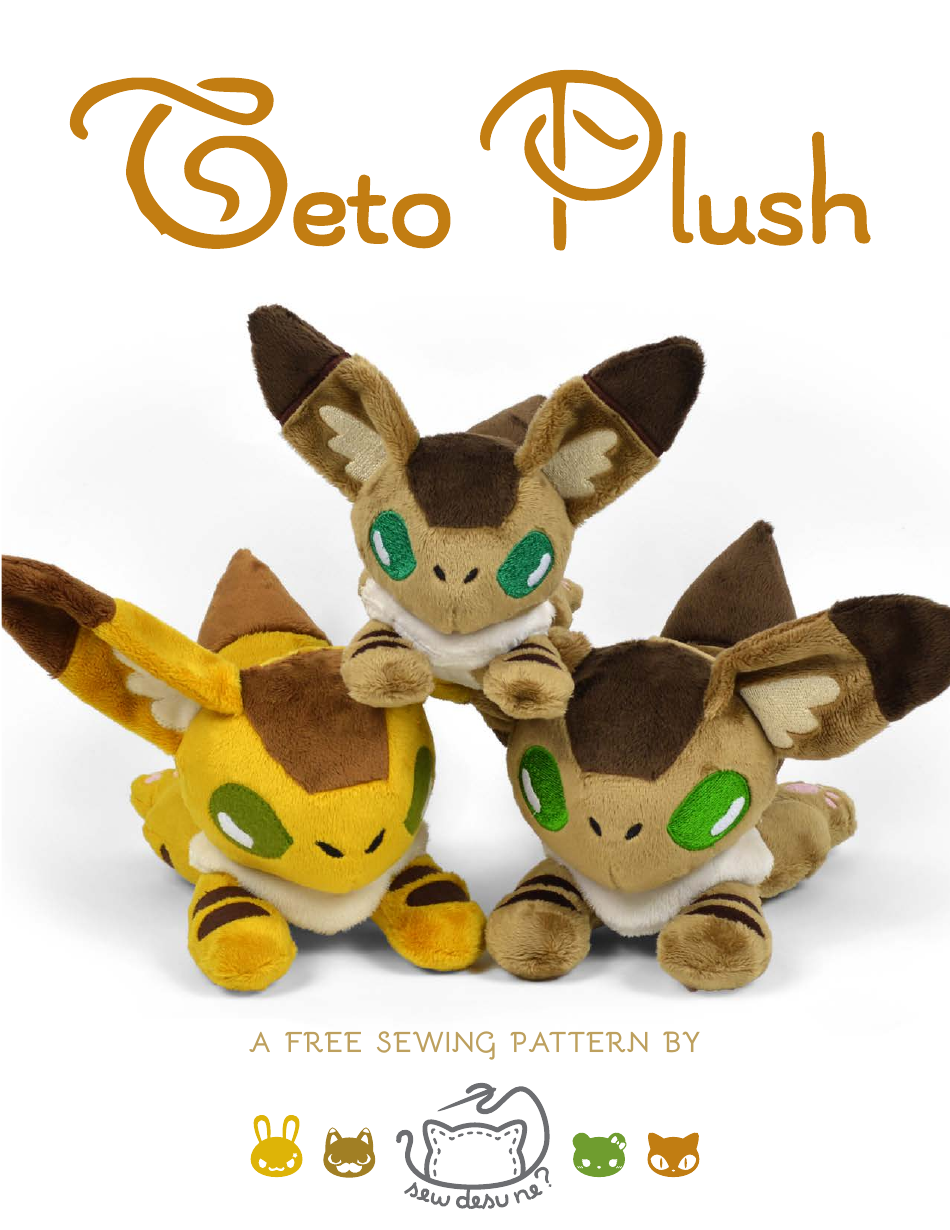 Teto Plush Sewing Pattern Template, Page 1