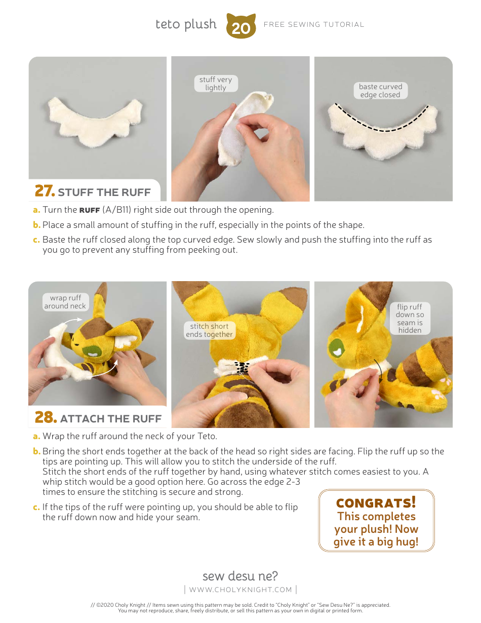 Teto Plush Sewing Pattern Template, Page 20