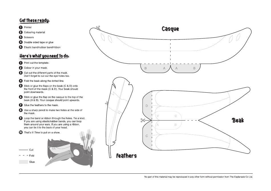 Hornbill Mask Coloring Template - Beautiful, Page 2