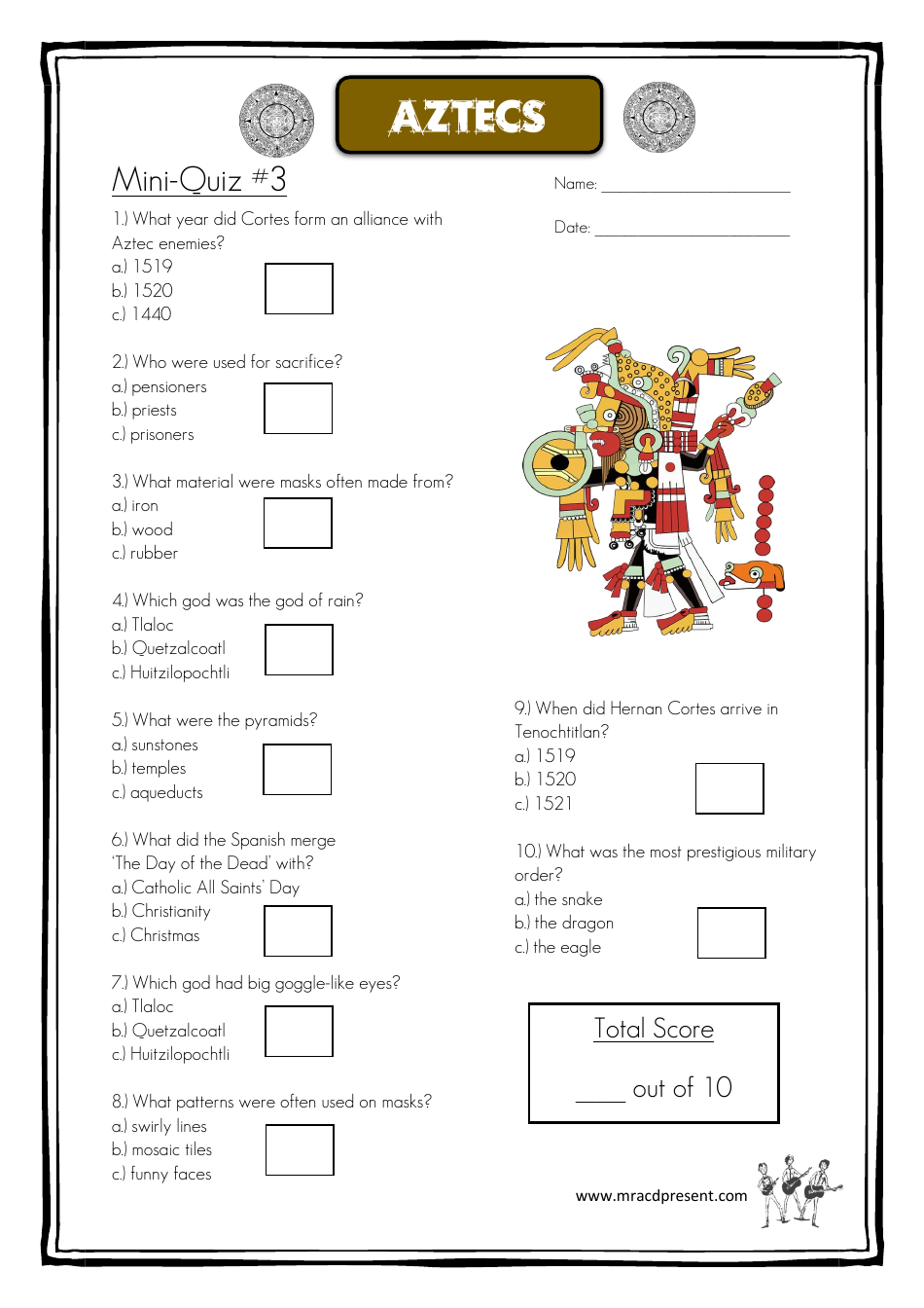 Aztecs Quiz With Answers, Page 3