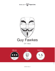 Document preview: Guy Fawkes Mask Template - Paperjutsu