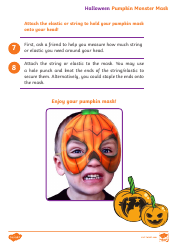 Halloween Pumpkin Monster Mask Template, Page 2