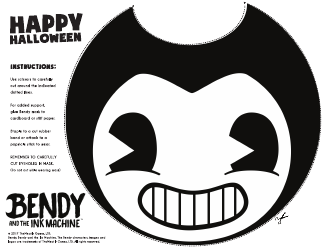Document preview: Bandy and the Ink Machine Halloween Mask Template