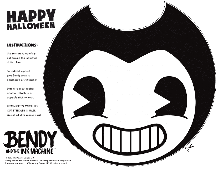 Bandy and the Ink Machine Halloween Mask Template