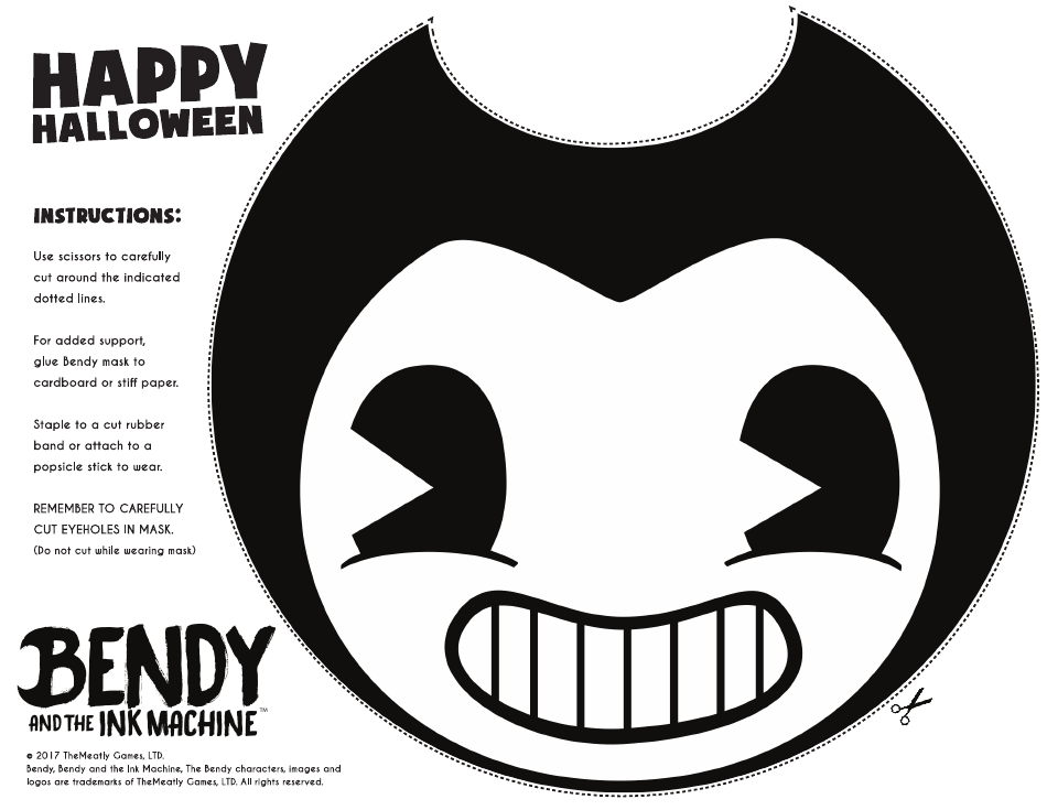 Bandy and the Ink Machine Halloween Mask Template, Page 1