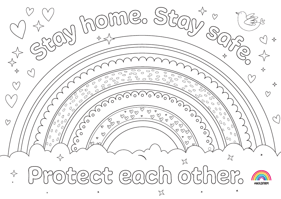 Stay Home Rainbow Coloring Page, Page 1