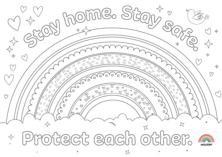 Stay Home Rainbow Coloring Page