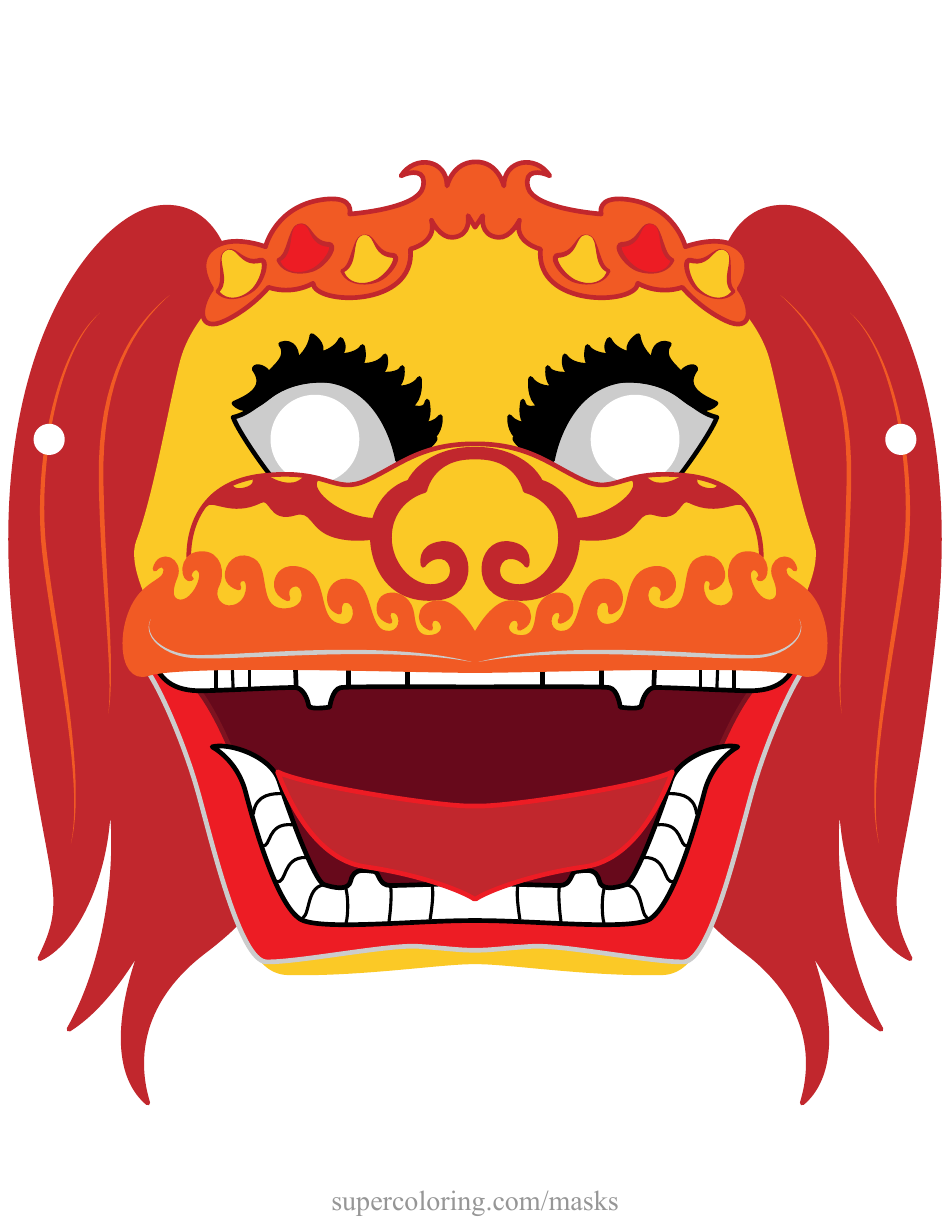 Chinese Lion Dance Mask Template, Page 1