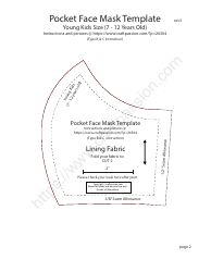 Pocket Face Mask Template - Young Kids Size (7 - 12 Years Old), Page 2