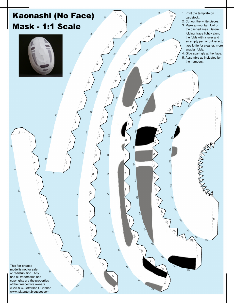 Kaonashi (No Face) Mask Template Download Printable PDF | Templateroller
