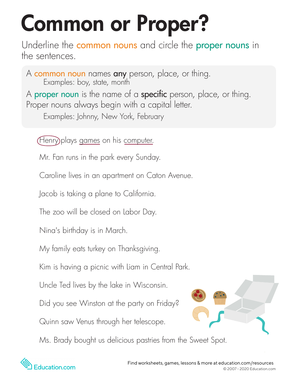 Common or Proper Noun Worksheet Download Printable PDF Templateroller