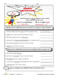 Common or Proper Noun Worksheet, Page 2
