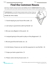 Common or Proper Noun Worksheet, Page 4