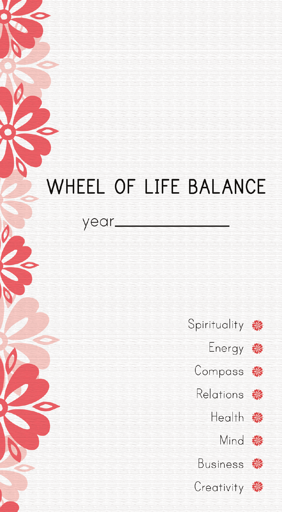 Wheel of Life Balance Self-care Worksheet, Page 1
