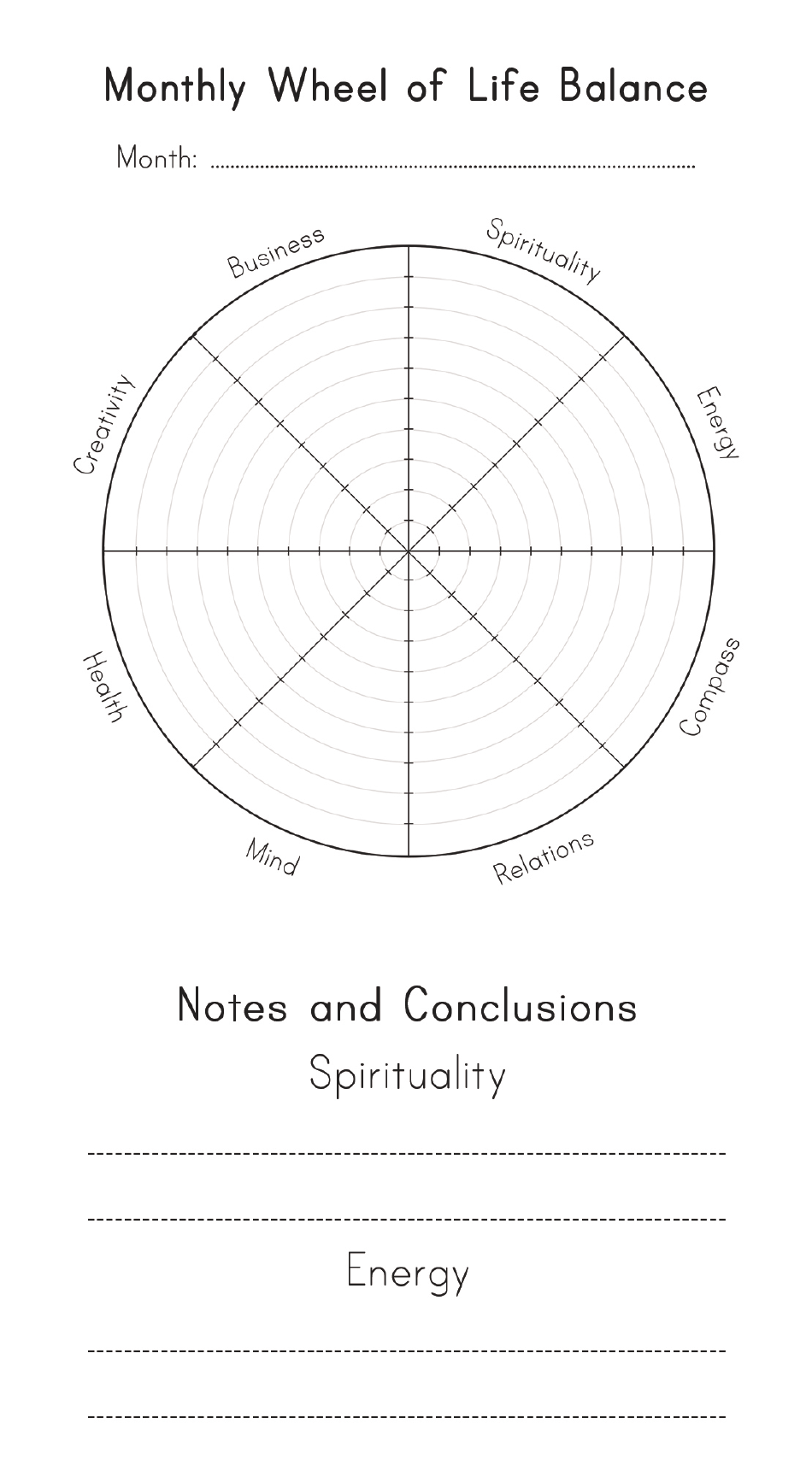 Wheel of Life Balance Self-care Worksheet, Page 4