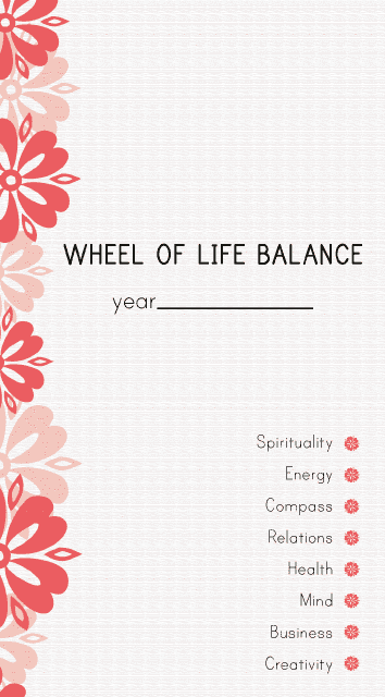 Wheel of Life Balance Self-care Worksheet Download Pdf