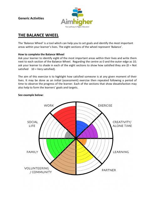 Balance Wheel Self-care Worksheet Download Pdf