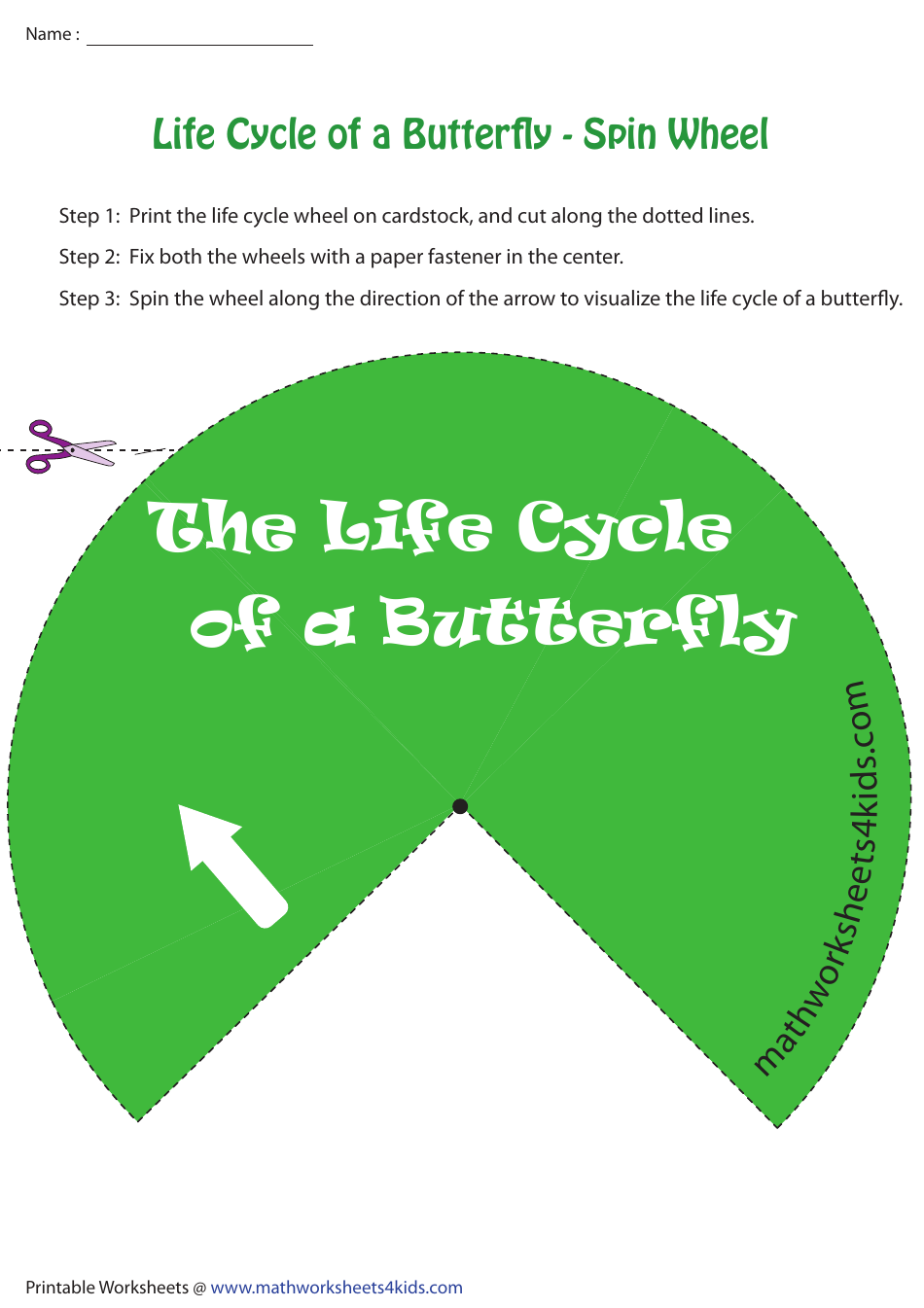Butterfly Life Cycle Spin Wheel, Page 1