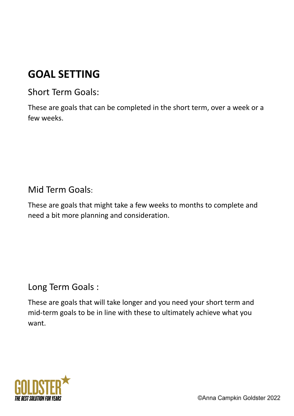 Ready Set Goal Worksheet, Page 3