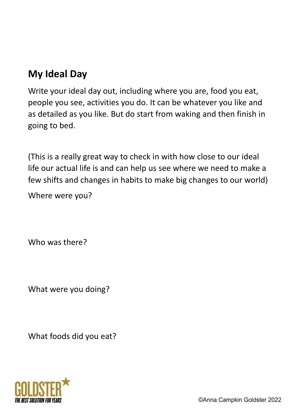 Ready Set Goal Worksheet, Page 4