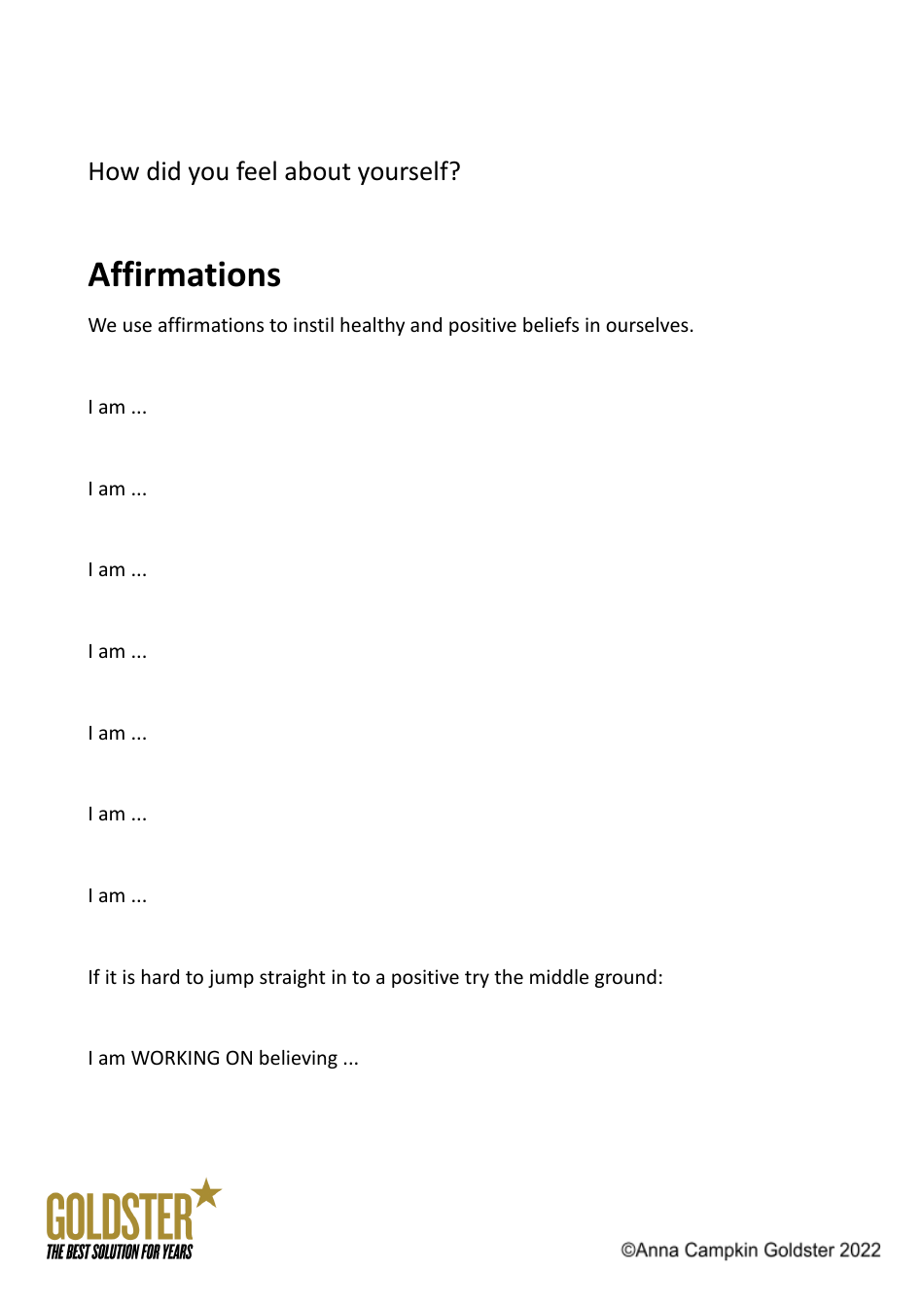 Ready Set Goal Worksheet, Page 5