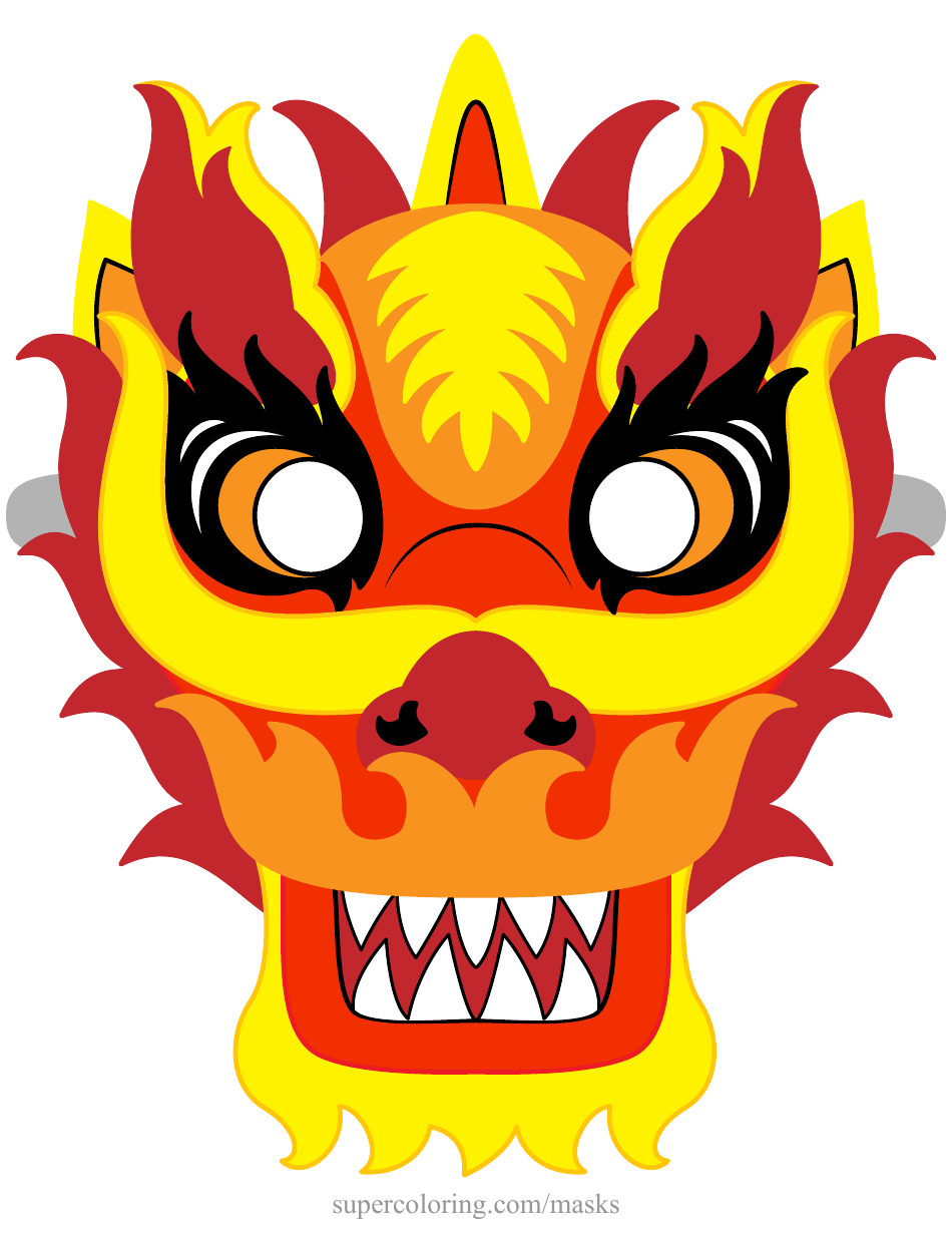 Chinese New Year Dragon Mask Template, Page 1