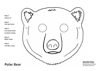 Document preview: Polar Bear Mask Coloring Template