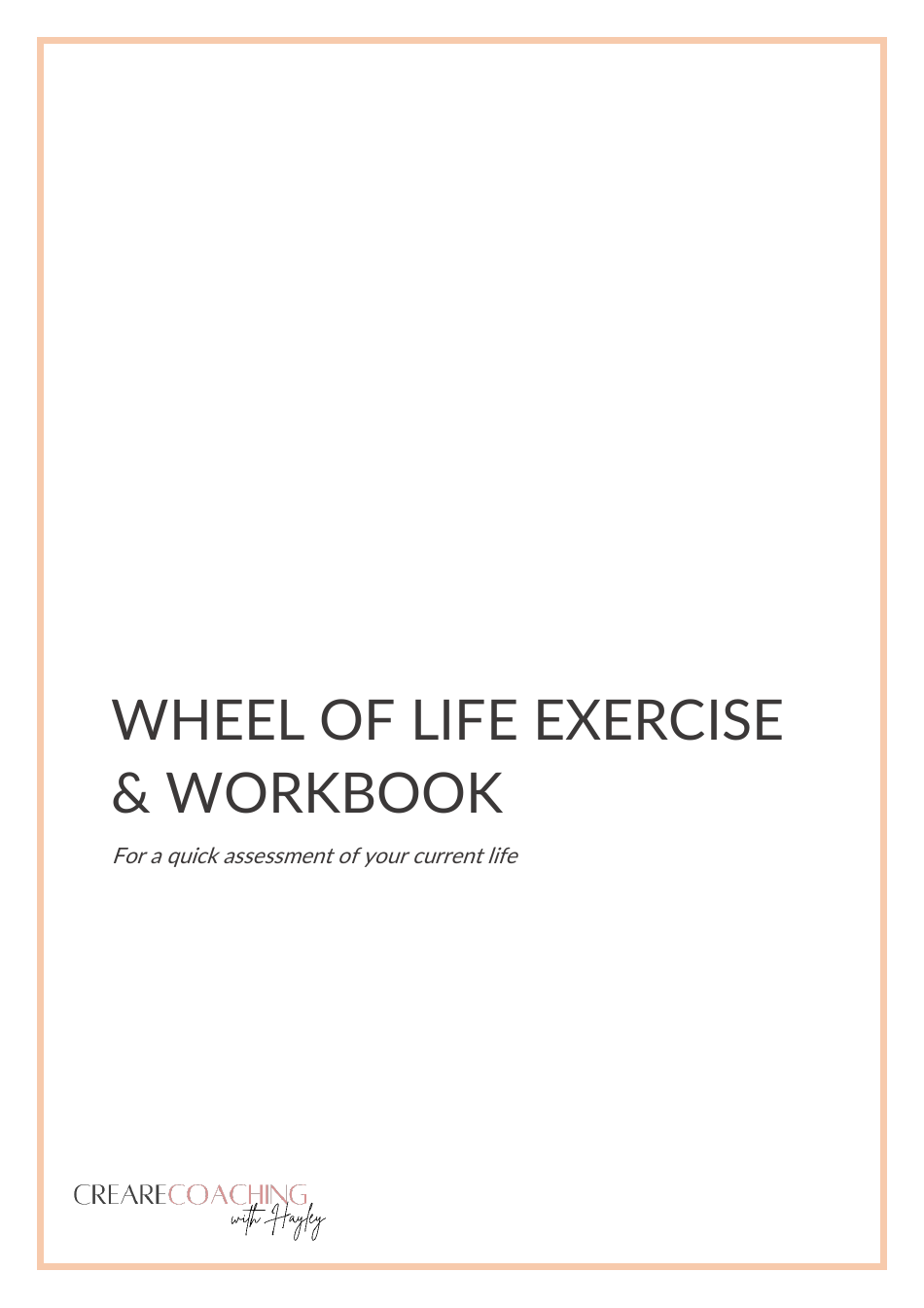 Wheel of Life Exercise  Workbook, Page 1