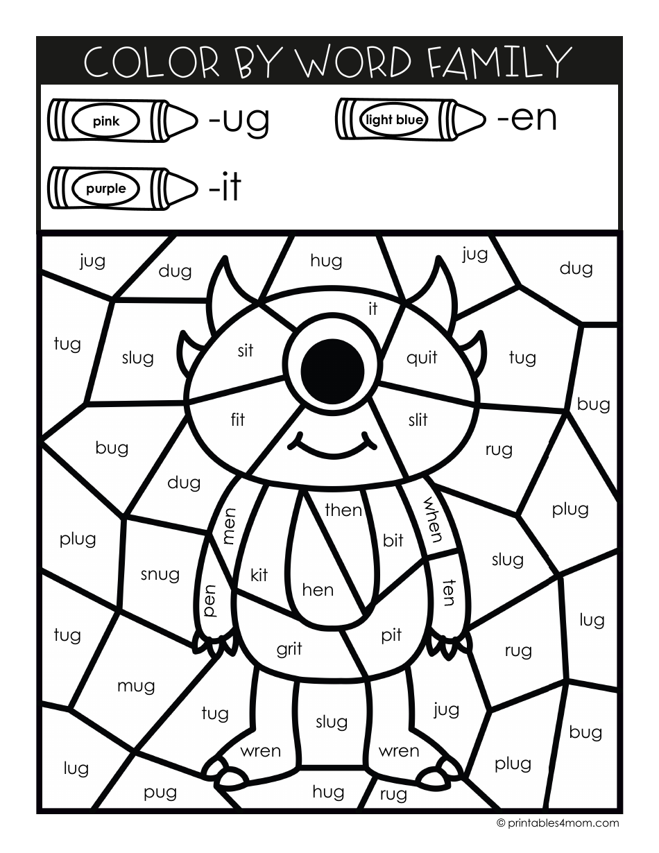 Monster Color by Word Templates, Page 5