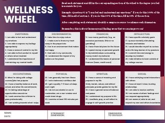 Document preview: Wellness Wheel Self-care Tool