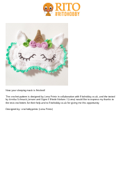 Unicorn Sleeping Mask Crochet Pattern, Page 12